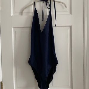 J.Crew Halter Scallop Navy One Piece Swimsuit